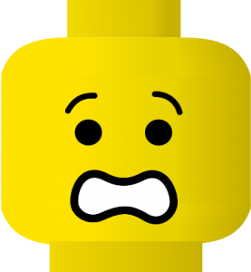 Pieza de LEGO con cara de susto