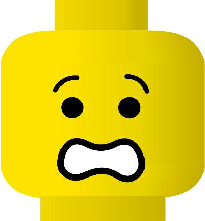 Pieza de LEGO con cara de susto