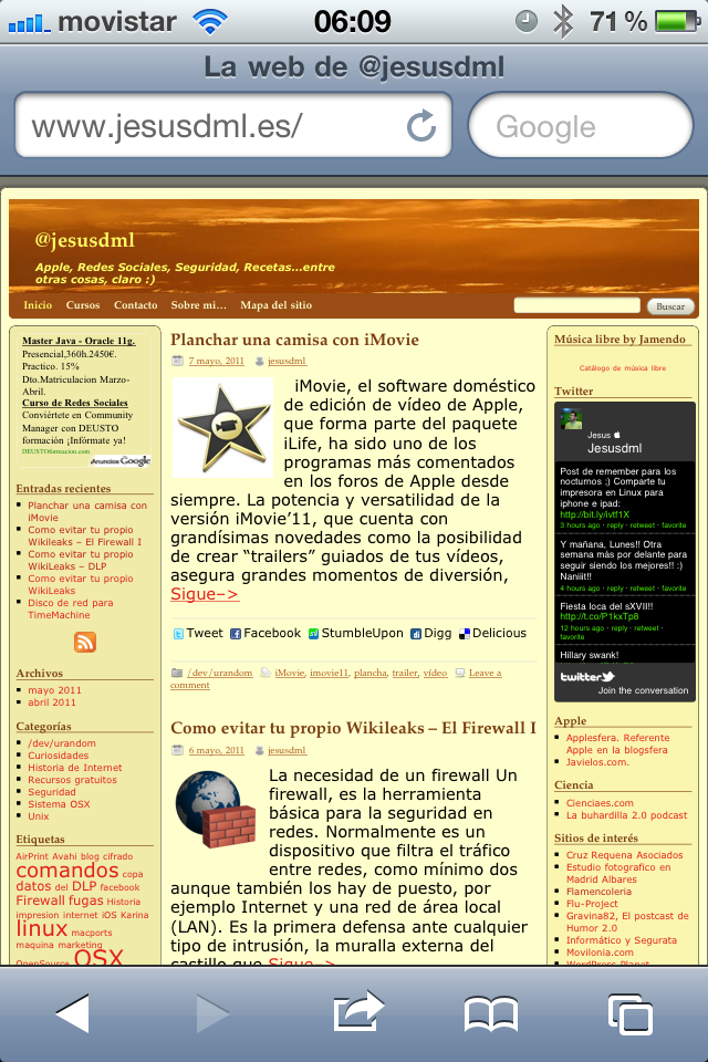Captura de la web sin WP Touch