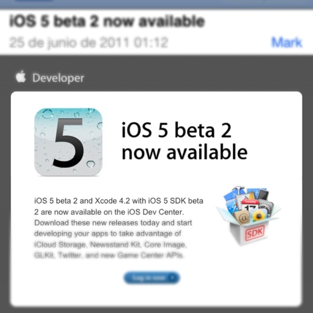 Correo de Aviso de IOS5 Beta2