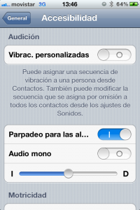 Captura de pantalla de Accesibilidad en iOS5