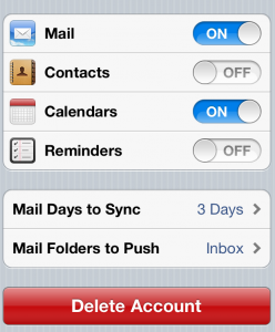 Reminders desactivado en cuenta exchange