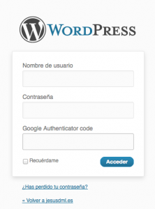 login wordpress Google Authenticator