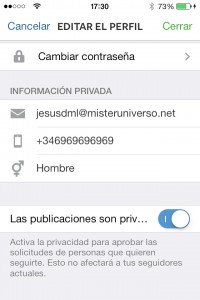 Privacidad en instagram