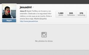 Pantalla de perfil de cuenta privada de Instagram