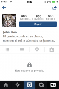 Cuenta privada de instagram