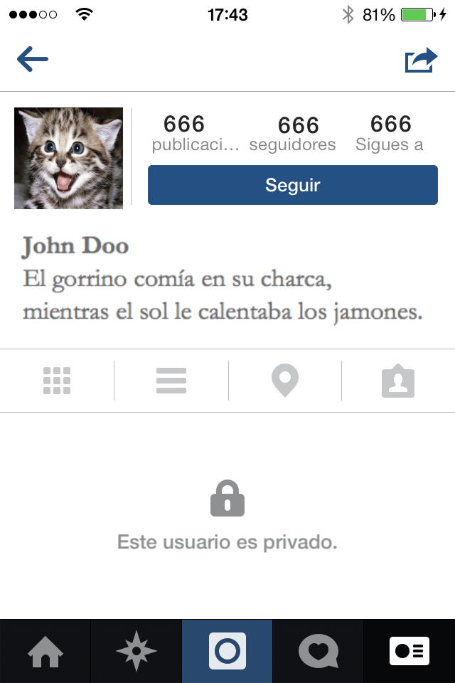 Cuenta privada de instagram