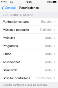 Restricciones en iOS7 - Acceso a contenido
