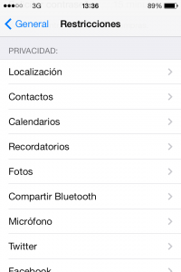 Restricciones en iOS7 - Privacidad