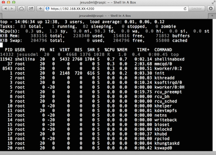 shellinabox en RPi-Monitor